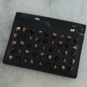 Studded Black and Gold Card Holder